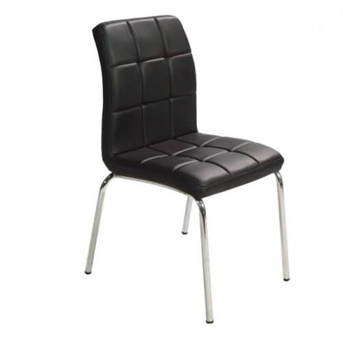 Kitchen Chair / Black Leatherette And Metal Skeleton / Woodwell