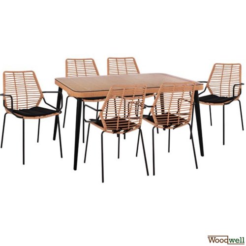Allegra dining table set in beige and black wicker Allegra dining table set in beige and black wicker