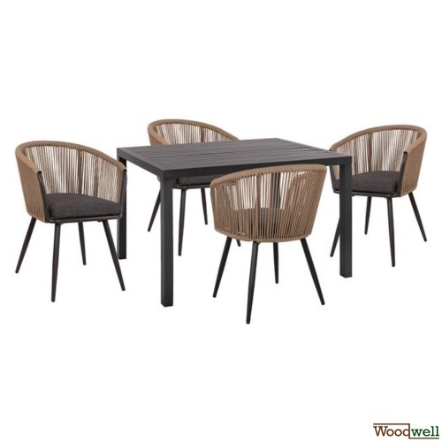 Dining table set and armchair made of aluminum in anthracite color