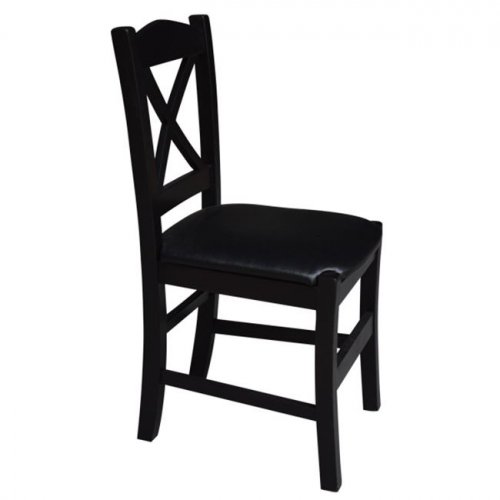 Solid beech wood chair with black seat
