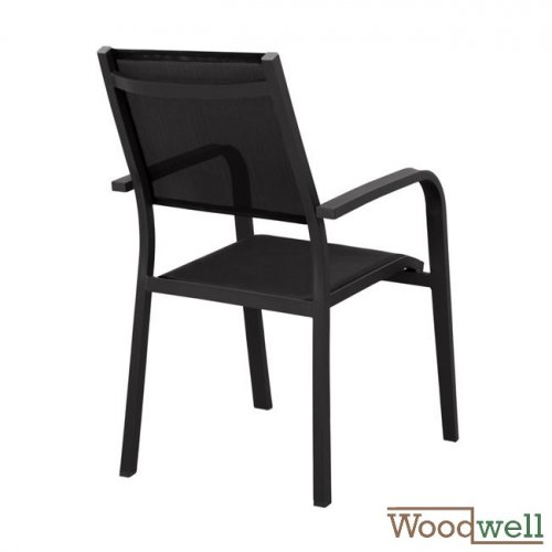 Eros, chair in black aluminum frame and black fabric