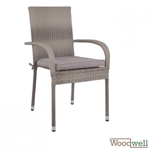 SAN DIEGO, 4-seat outdoor chair set, wicker / rattan, in gray