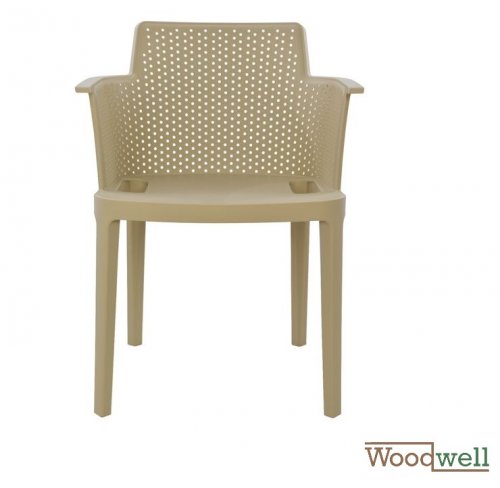 Design chair, set of 4 plastic, beige