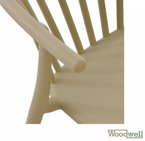 Contemporary polypropylene chair with armrests, in beige