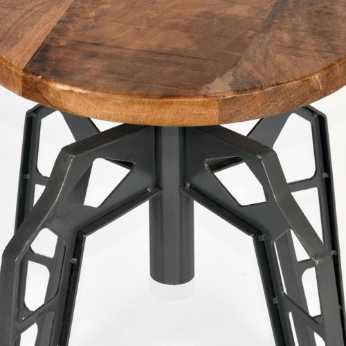 Metal Stool Wood Seat Industrial Design grey