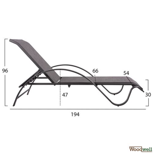 Professional aluminum sun lounger with textline in gray.