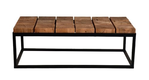 Design coffee table in acacia wood and black frame