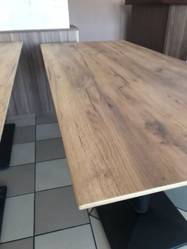 Zebrano table top made of multiplex with surface coating