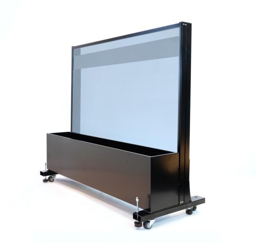 Wind protection with height-adjustable window box and bench Wind protection with height-adjustable window box and bench