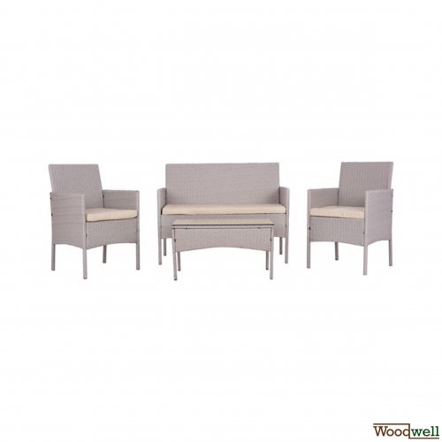 SAN DIEGO 4 pcs. - Lounge furniture - Aluminum - CASSIE - Rattan - Gray
