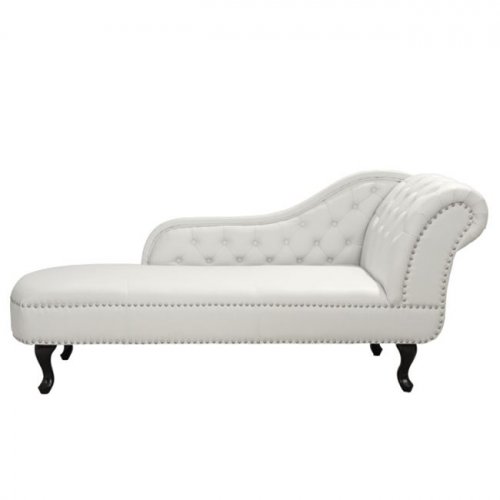Chesterfield chaise longue ottoman in faux leather in white right side
