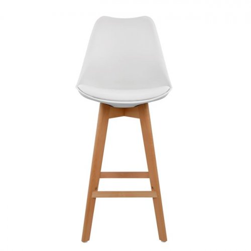 Bar stool VEGAS made of wood and polypropylene | In white