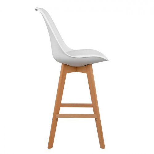 Bar stool VEGAS made of wood and polypropylene | In white