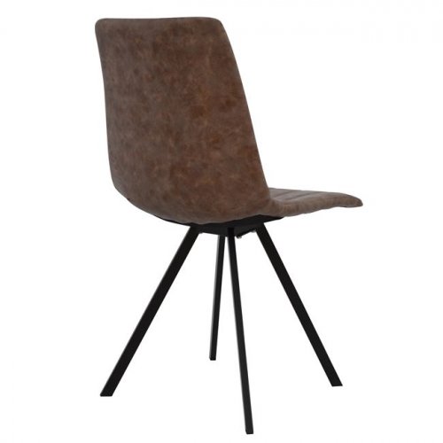 Chair in metal imitation leather brown