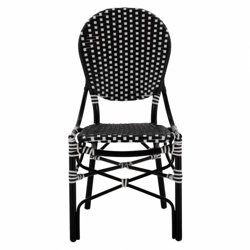 ALUMINUM CHAIR BAMBOO LOOK WITH WICKER BLACK WHITE 46x60x96 cm.