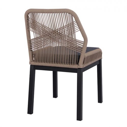 Aluminum chair in gray shade without armrests, in beige