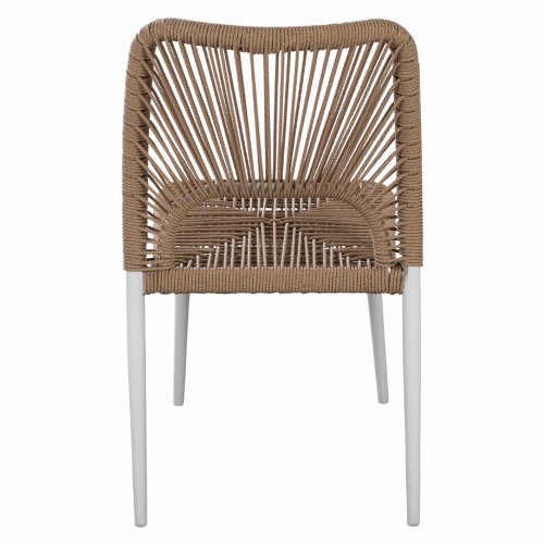 WHITE ALUMINUM CHAIR WITH PE ROPE BEIGE 45x63x82 cm