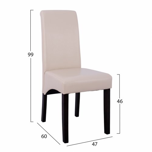 Roxie dining chair with leatherette in color beige