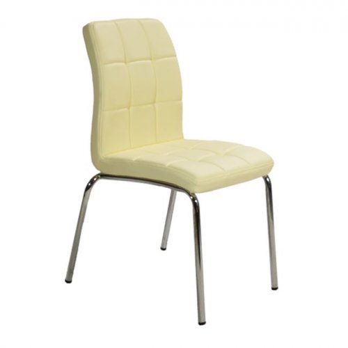 Kitchen chair with nickel chain and leather | In cream color