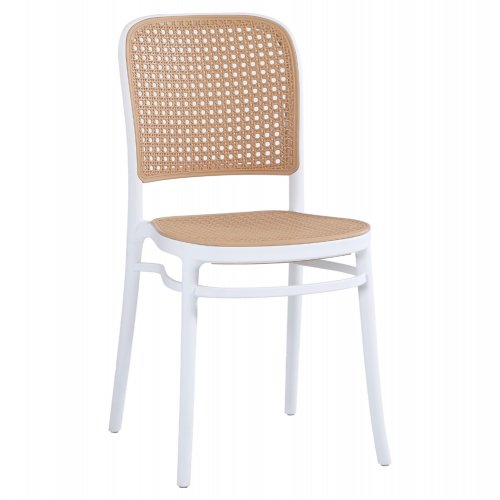 CHAIR POLYPROPYLENE WHITE WITH BEIGE SEAT AND BACKREST 41x49x102cm