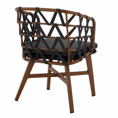 BAMBOO LOOK ALUMINUM ARMCHAIR WITH WIDE GRAY LACE