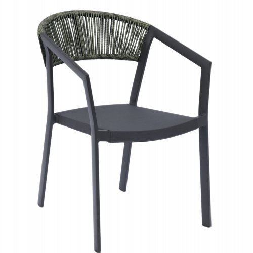 ARMCHAIR WITH ALUMINUM ANTHRACITE AND PE RATTAN OLIVE GREEN SEAT 45x63x82cm