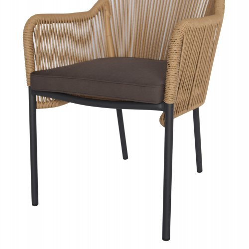 ARMCHAIR ALUMINUM ANTHRACITE WITH PE WICKER ROPE BEIGE 56x66x82cm