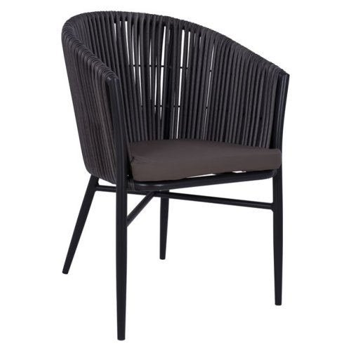 Armchair / Woodwell / Outdoor Armchair / Aluminum Skeleton / Knit Wicker / Gray