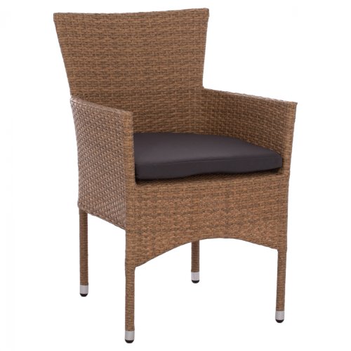 Outdoor Chair Wicker with Pillow Gray
