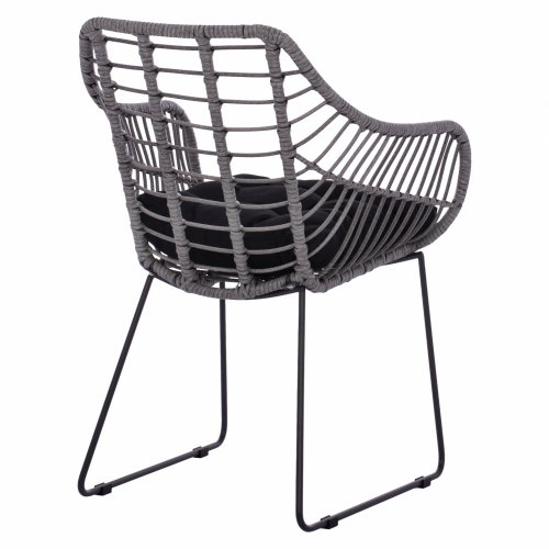 RADIA ARMCHAIR GRAY WICKER WITH METAL SOLID FRAME 60x62x84 cm