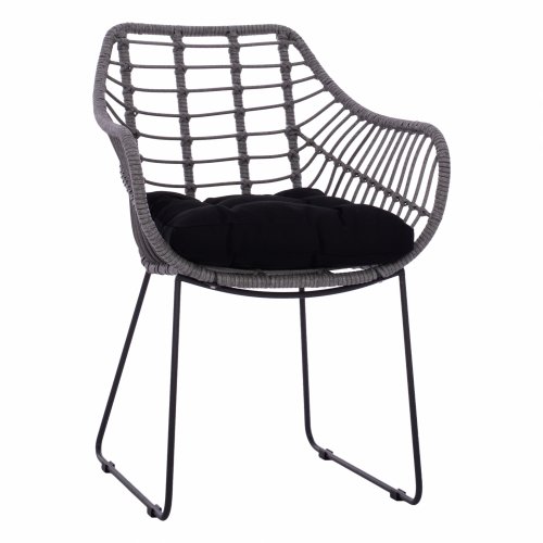 RADIA ARMCHAIR GRAY WICKER WITH METAL SOLID FRAME 60x62x84 cm