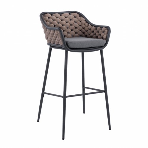 Modern bar stool with backrest made of metal frame for indoor and outdoor use