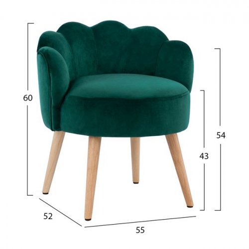 Stool with back Elise Green Velvet