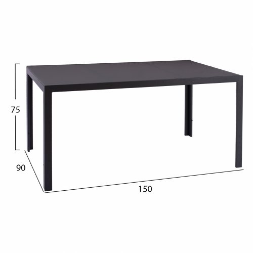 METAL RECTANGULAR TABLE GRAY WITH GRAY GLASS 150X90Χ75cm METAL RECTANGULAR TABLE GRAY WITH GRAY GLASS 150X90Χ75cm