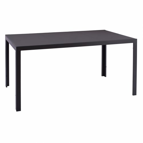 METAL RECTANGULAR TABLE GRAY WITH GRAY GLASS 150X90Χ75cm