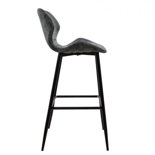 Bar stool MAYA | With metal frame and black-gray leatherette seat