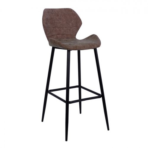 Bar stool MAYA with metal frame and brown PU