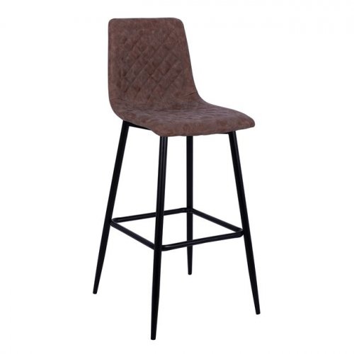 Bar stool JONAS with metal frame and brown leatherette