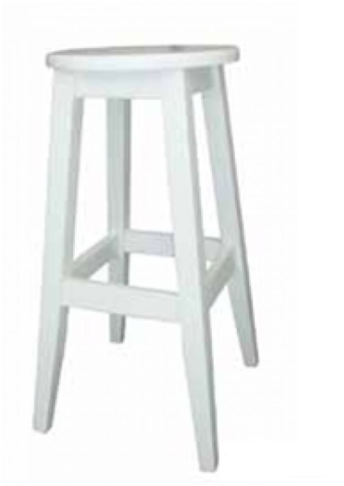 Bar stool from beechwood without back support in white