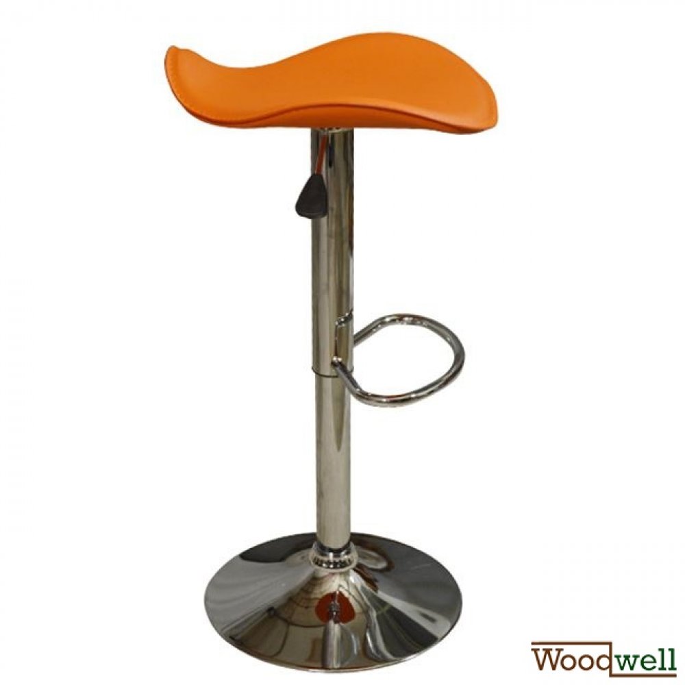Modern bar stool without backrest in orange