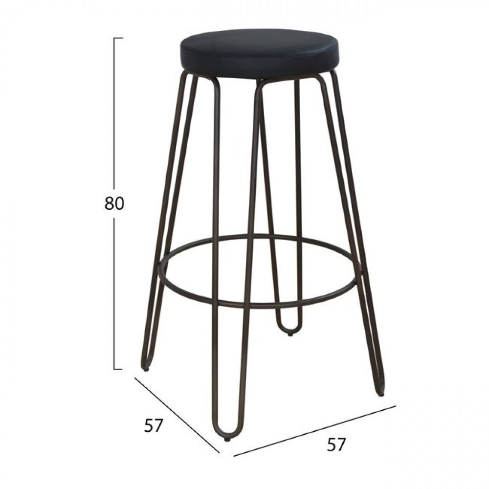 Barstool without backrest made of metal in Rusty | PU black