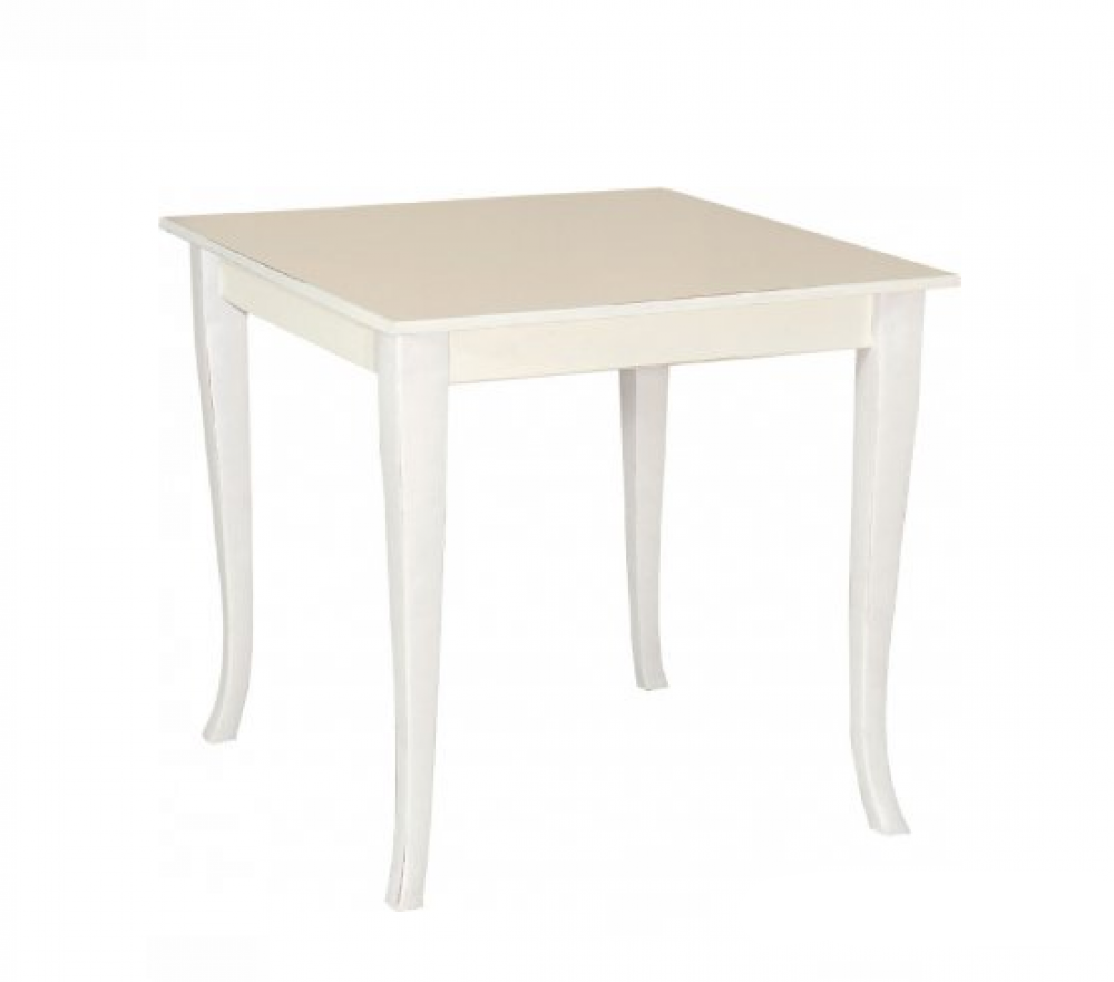 Stable wooden table with antique design | In white