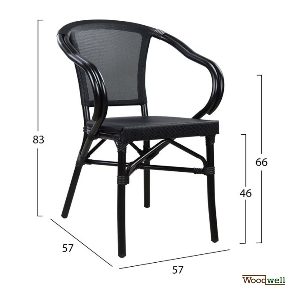 Dining table set 5 pcs. 104x80cm | 4 armchairs in bamboo look in black Dining table set 5 pcs. 104x80cm | 4 armchairs in bamboo look in black
