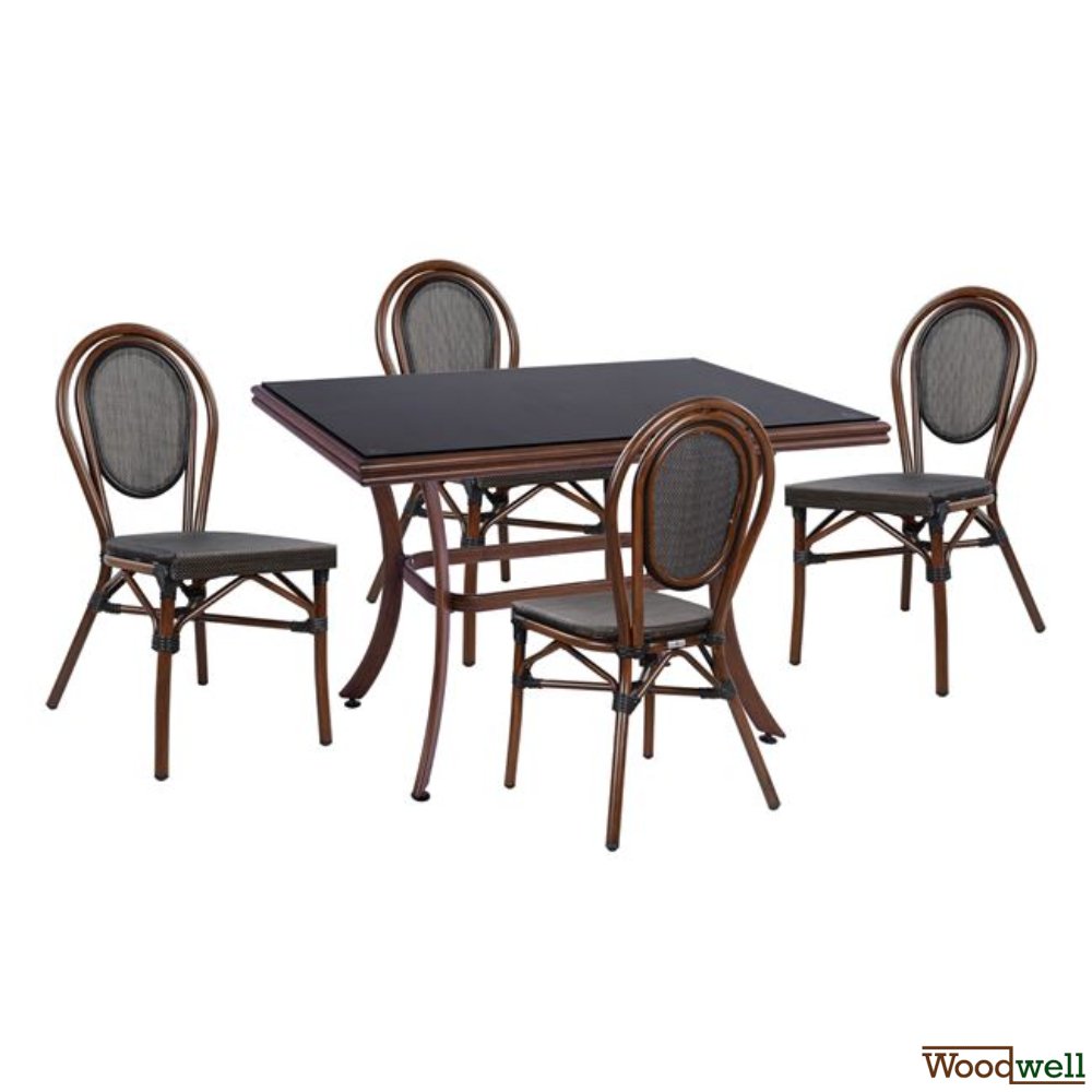 Dining table set 5 pieces Bamboo look Dining table set 5 pieces Bamboo look