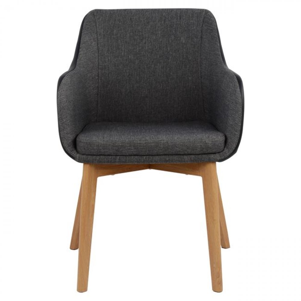 Armchair /BRISTOL /Dark Grey Fabric And Black Artificial Leather PU /Woodwell