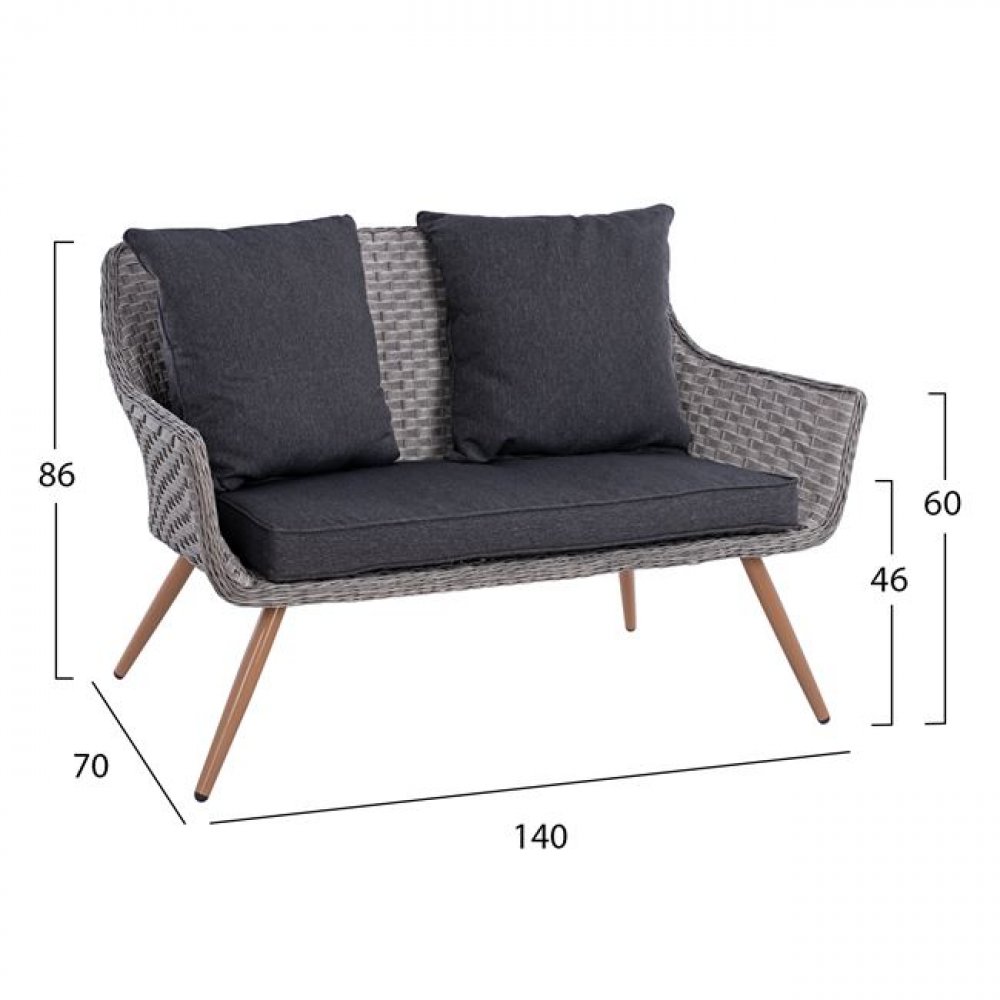 SAN DIEGO 4 pcs. - Lounge furniture - Aluminum - CASSIE - Warm gray