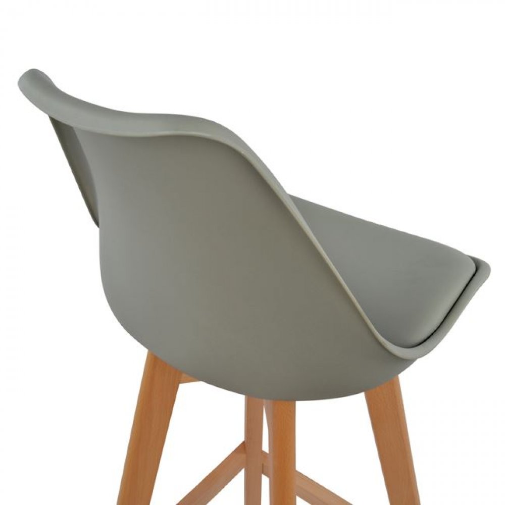 Bar stool VEGAS made of wood and polypropylene | In gray