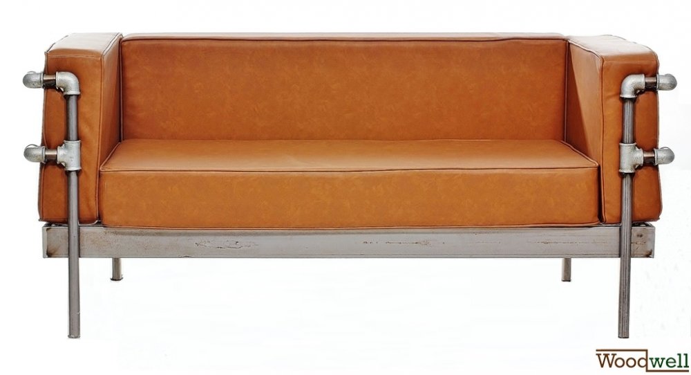 Modern sofa made of metal and leatherette