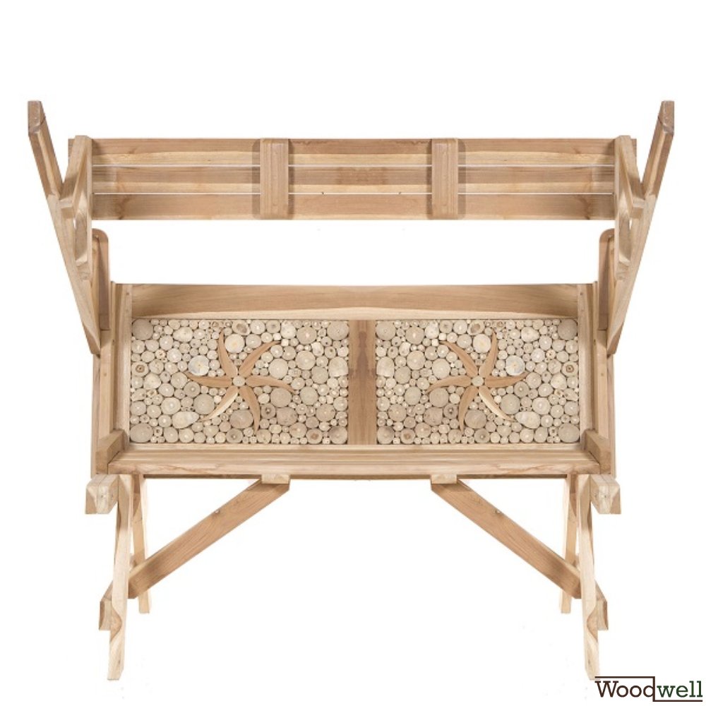Magic garden bench with conversion to a table-bench combination Magic garden bench with conversion to a table-bench combination