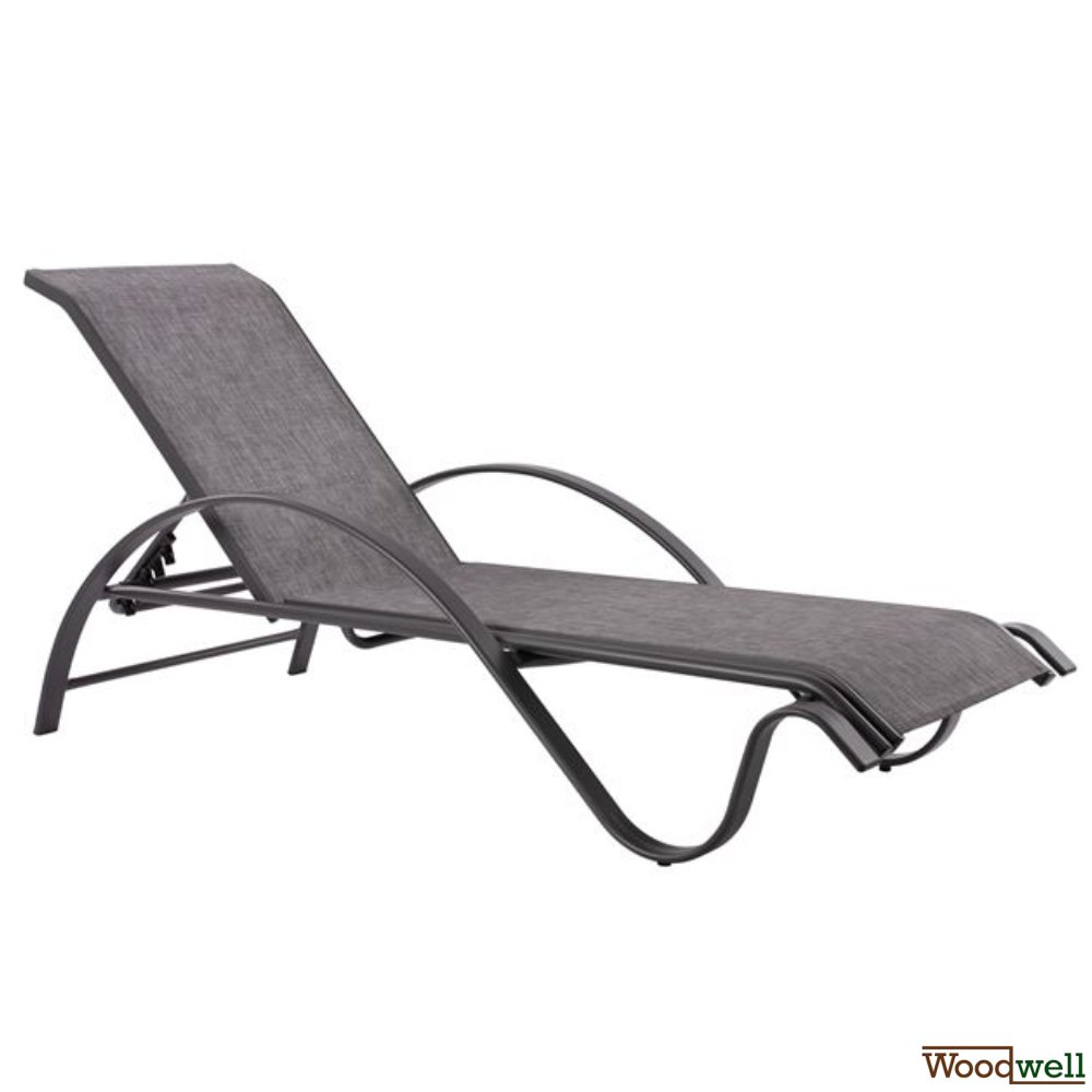 Professional aluminum sun lounger with textline in gray. Professional aluminum sun lounger with textline in gray.
